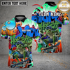 Maxcorners Graffiti Frog Funny Golf Polo Personalized Name, Team Name 3D Shirt (4 Colors)