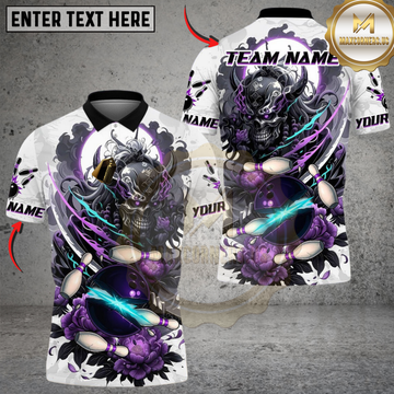 Maxcorners Bowling Demon Samurai With Flower Multicolor Customized Name, Team Name 3D Shirts