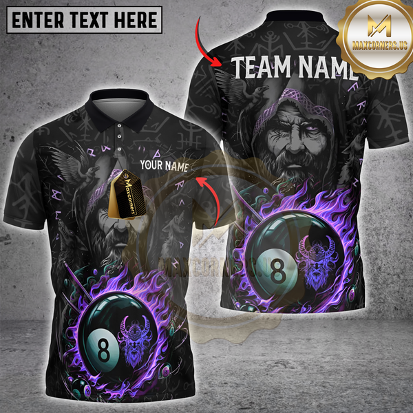 Maxcorners Billiards Viking 8-Ball Pool Multicolor Customized Name, Team Name 3D Shirt