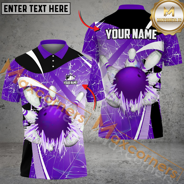 Maxcorners Ice Breaker Bowling Jersey Multicolor Option Customized Name, Team Name 3D Shirt