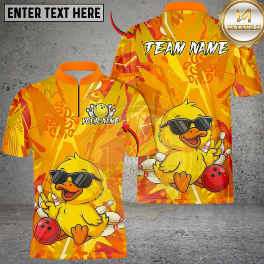 Maxcorners Bowling Duck Strike Energy Personalized Name, Team Name 3D Shirt