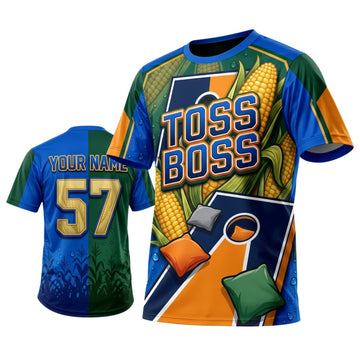 Maxcorners Cornhole Toss Boss Corn Personalized Name 3D Unisex Shirt