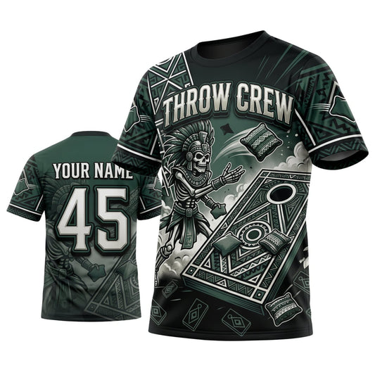 Maxcorners Cornhole Throw Crew Vintage Black Personalized Name 3D Unisex Shirt