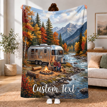 Maxcorners RVs Travel Trailer Rocky Mountain River Custom Name 3D Blanket