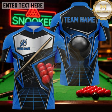 Maxcorners Snooker Royal Blue Black Web Red Balls Personalized Name 3D Unisex Shirt