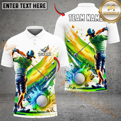 Maxcorners Splash Swing Golf Polo Shirt, Customized Name & Team Name 3D Shirts (4 Colors)
