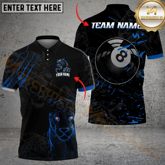 Maxcorners Billiard Ball 8 Leopard Panther Multicolor Customized Name, Team Name 3D Shirt