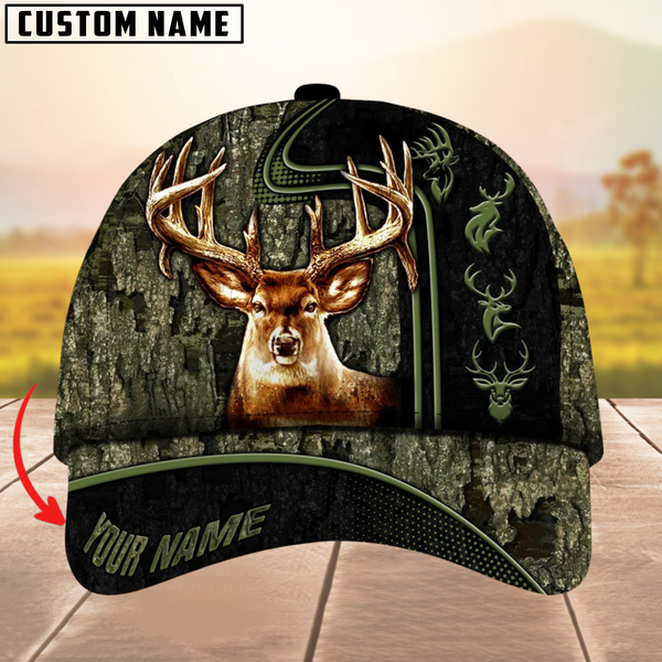 Maxcorners Beautiful Deer Hunting Version 2 Camouflage Pattern Multicolor Personalized Name 3D Cap