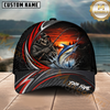 Maxcorners Fishing Skull Angler Red Wave Personalized 3D Cap