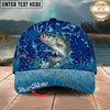 Maxcorners Fishing Blue Hook Pattern Personalized Name 3D Cap (12 Fish Species)