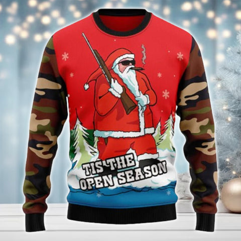 Maxcorners Hunting Santa Christmas All Over Print Sweater