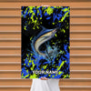 Maxcorners Marlin Fishing Neon Splash Abstract Art Personalized Name 3D Poster