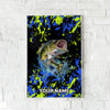 Maxcorners Largemouth Bass Fishing Neon Splash Abstract Art Personalized Name 3D Poster
