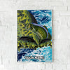 Maxcorners Largemouth Bass Fishing Ocean Scale Wave Art Personalized Name 3D Poster