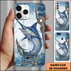 Maxcorners Fishing Phone Case Hook Line Ocean Bubble Design Personalized Name Phone Case (8 Fish Species)
