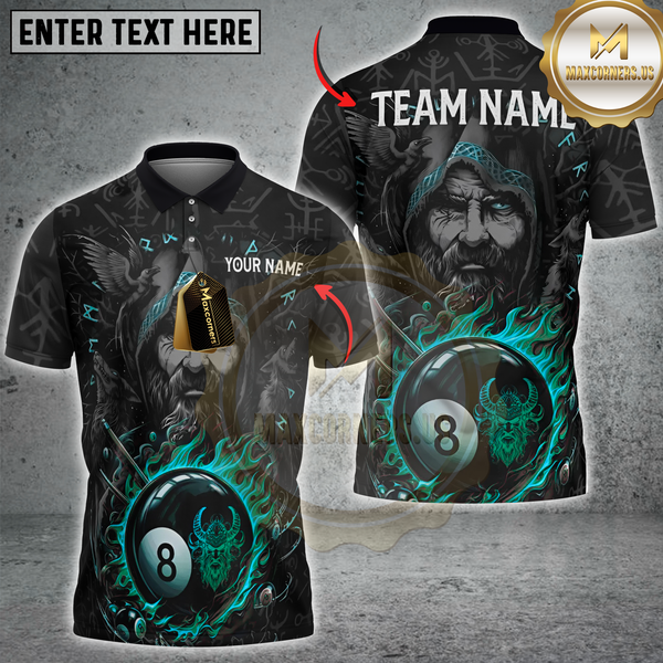 Maxcorners Billiards Viking 8-Ball Pool Multicolor Customized Name, Team Name 3D Shirt