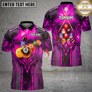 Maxcorners Flame Thunder 8 Ball Pool Lightning Billiard Multicolor Customized Name, Team Name 3D Shirt