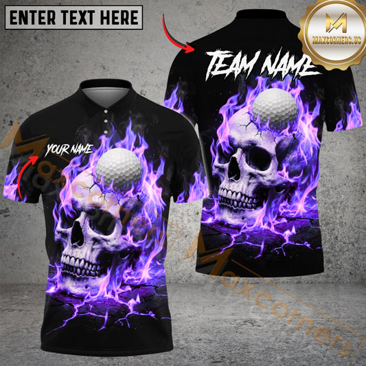 Maxcorners Savage Skull Golfer Polo Shirt Multicolor Customized Name, Team Name Shirts