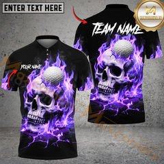 Maxcorners Savage Skull Golfer Polo Shirt Multicolor Customized Name, Team Name Shirts
