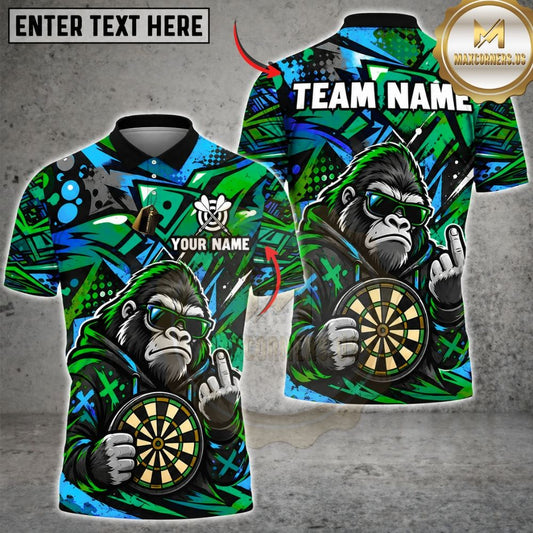Maxcorners Darts Cool Gorilla Sunglasses Middle Finger Target Board Graffiti Artwork Multicolor Customized Name, Team Name 3D Shirts