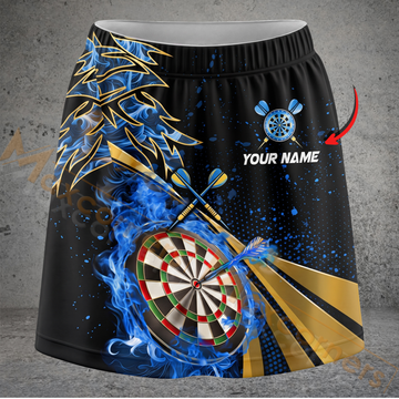 Maxcorners Darts Flame Gold Stripe Dartboard Personalized 3D Skirts With Shorts