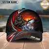 Maxcorners Fishing Skull Angler Red Wave Personalized 3D Cap