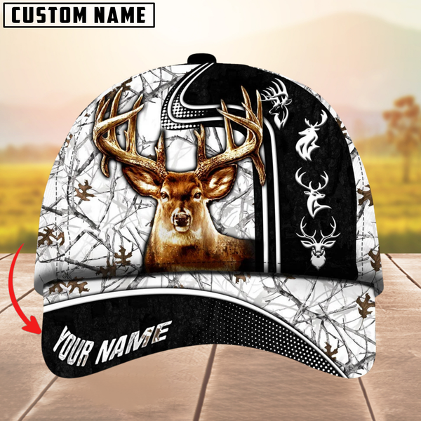 Maxcorners Beautiful Deer Hunting Version 2 Camouflage Pattern Multicolor Personalized Name 3D Cap