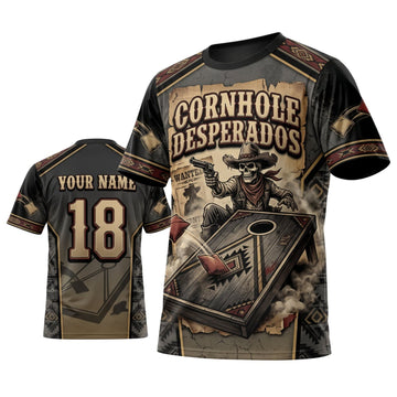 Maxcorners Cornhole Desperados Western Board Personalized Name 3D Unisex Shirt