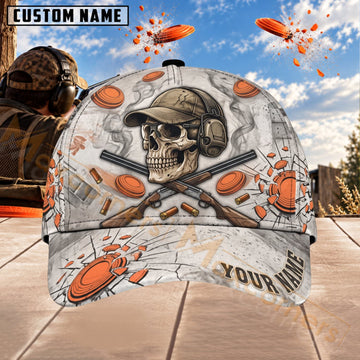 Maxcorners Trap & Skeet Shooting Skull Shattered Clay Target Personalized Name 3D Cap