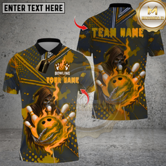 Maxcorners Bowling Grim Reaper Skull Design Multioptions Personalized Name, Team Name Unisex 3D Shirts