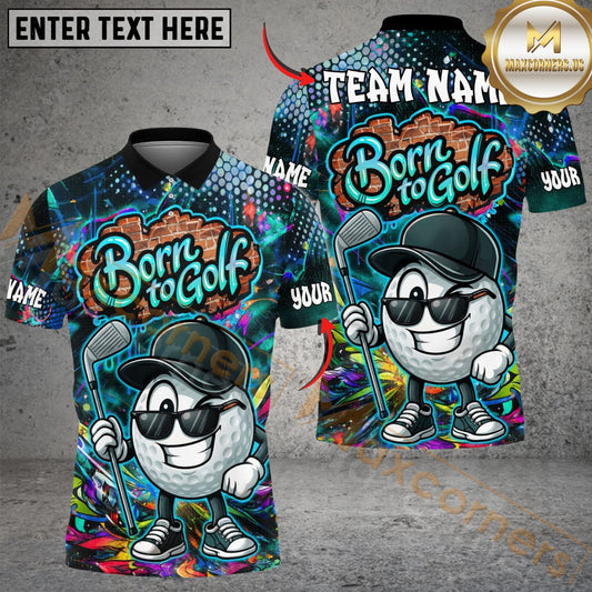 Maxcorners Graffiti Swing King Golf Polo Customized Name, Team Name 3D Shirts (4 Colors)