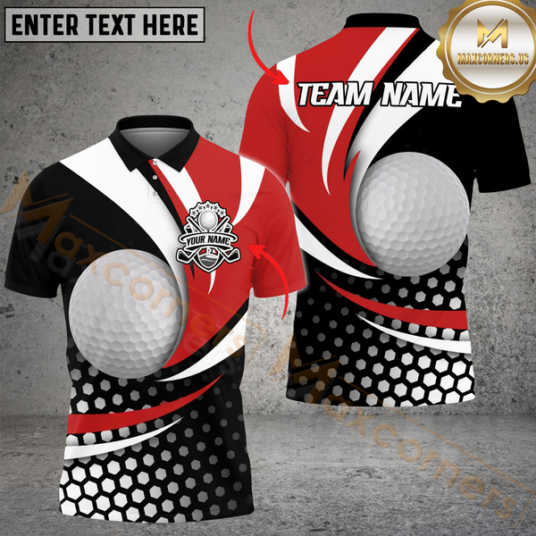 Maxcorners Golf Curved Dot Pattern Multicolor Customized Name, Team Name 3D Shirts