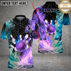 Maxcorners Bowling Flame And Ice  Multicolor Personalized Name, Team Name 3D Unisex Shirt