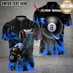 Maxcorners Billiards Ball 8 Eagle Flame Personalized Name Shirt (4 Colors)