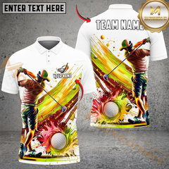 Maxcorners Splash Swing Golf Polo Shirt, Customized Name & Team Name 3D Shirts (4 Colors)