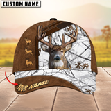 Maxcorners Deer Hunting Brown Leather Pattern Multicolor Personalized Name 3D Cap