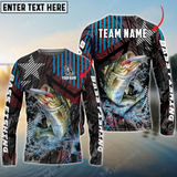 Maxcorners Bass Fishing Rising Star Personalized Name, Team Name 3D Long Sleeve Shirt