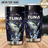Maxcorners Fishing Tumbler Navy Geometric Mountain Line Design Personalized Name Tumbler (13 Species)