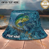 Maxcorners Fishing Aqua Water Scale Personalized Name 3D Bucket Hat (12 Fish Species)
