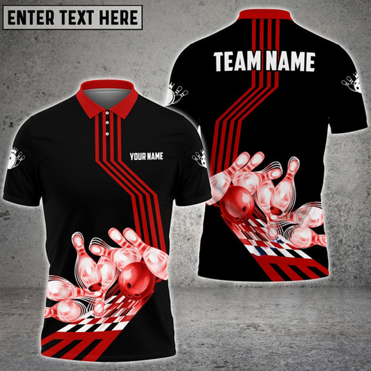 Maxcorners Bowling Ball and Pins Break Multicolor Option Customized Name 3D Shirt