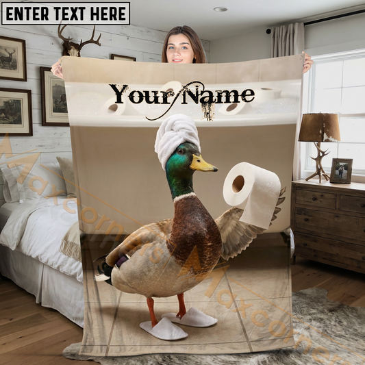 Maxcorners Cute Mallard Duck Holding Toilet Paper Roll Personalized 3D Blanket