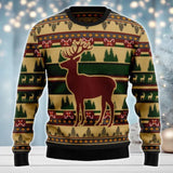 Maxcorners Hunting Deer Pattern Merry Christmas All Over Print Sweater