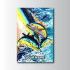Maxcorners Tuna Fishing Ocean Splash Dual Fish Artwork Personalized Name 3D Poster