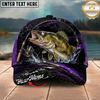 Maxcorners Fishing Purple Lightning Rod Splash Personalized 3D Cap (12 Fish Species)