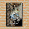 Maxcorners Striped Bass Fishing Camo Cutout Splash Design Personalized Name 3D Poster