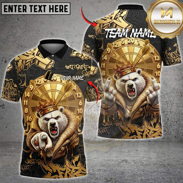 Maxcorners Darts Polar Bear King Crown Dartboard Graffiti Multicolor Customized Name, Team Name 3D Shirts