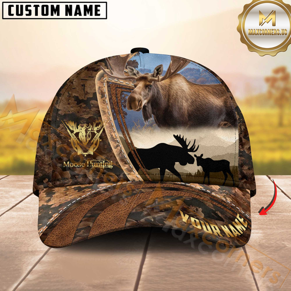 Maxcorners Hunting Forest Camo Sunset Scene Personalized Hat 3D Printed | Brown