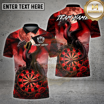 Maxcorners Dart Shirt Dark Dragon Blood Moon Dartboard Design Multioptions Personalized Name, Team Name 3D Shirt (4 Colors)