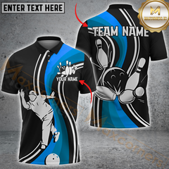 Maxcorners Bowling Pin Smash Multicolor Customized Name, Team Name 3D Polo Shirt