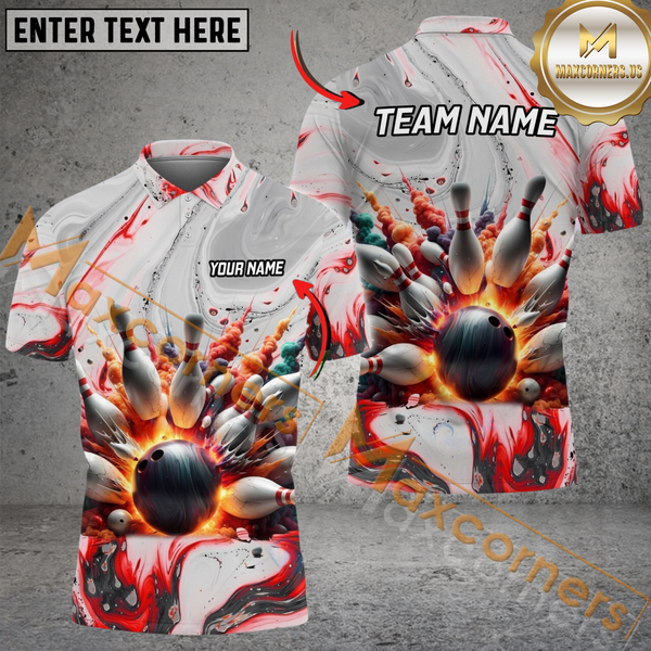 Maxcorners Broken Smoke Bowling Jersey Customized Name, Team Name 3D Shirt